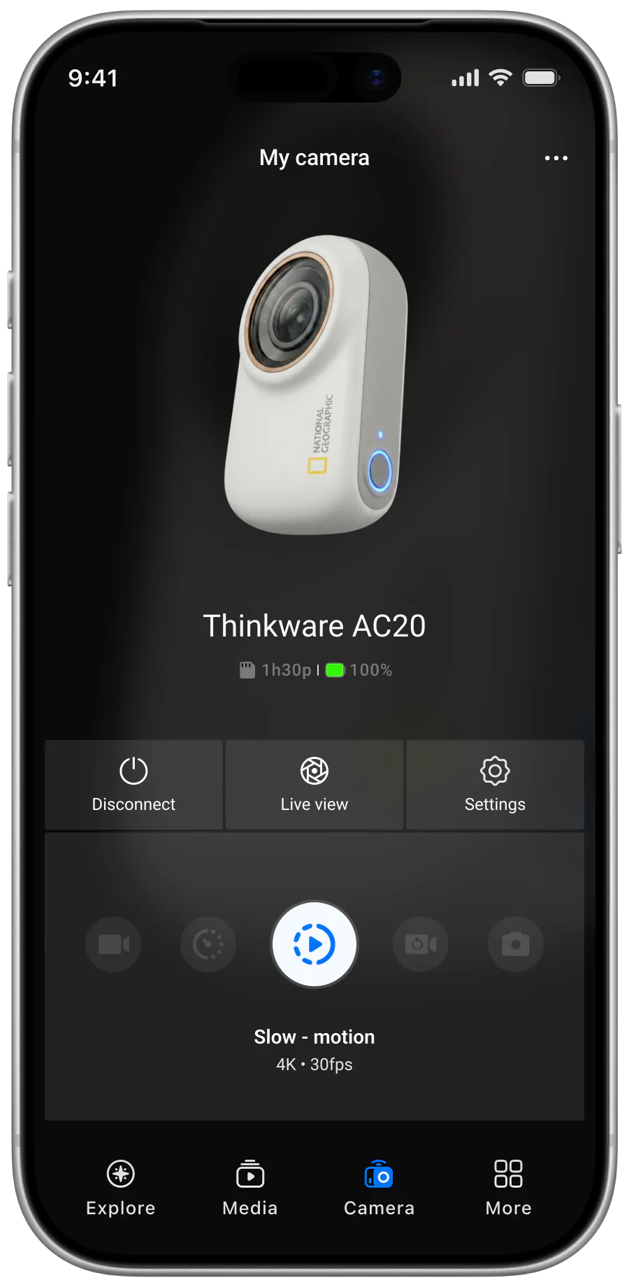 XIAN action camera companion app — mockup screen 4 of 13.