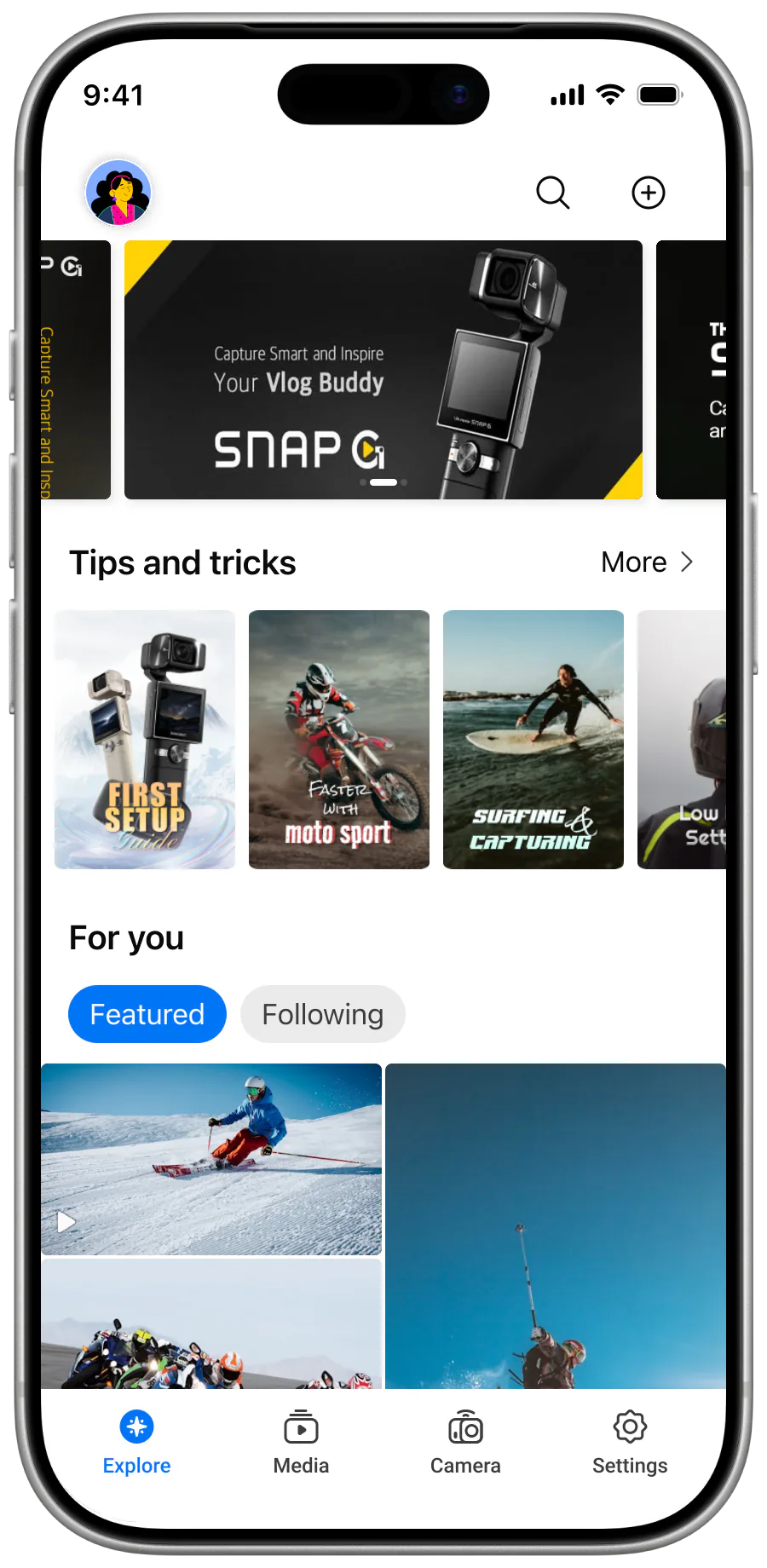XIAN action camera companion app — mockup screen 10 of 13.