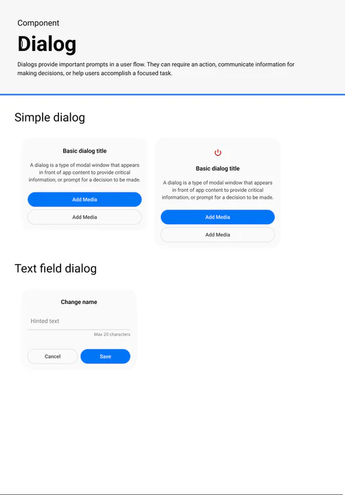 XIAN design system — dialog patterns and confirmation modals.